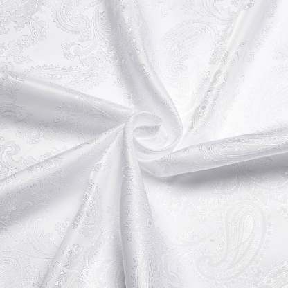 Men's Luxury White Jacquard Paisley Pattern Long Sleeve Shirt