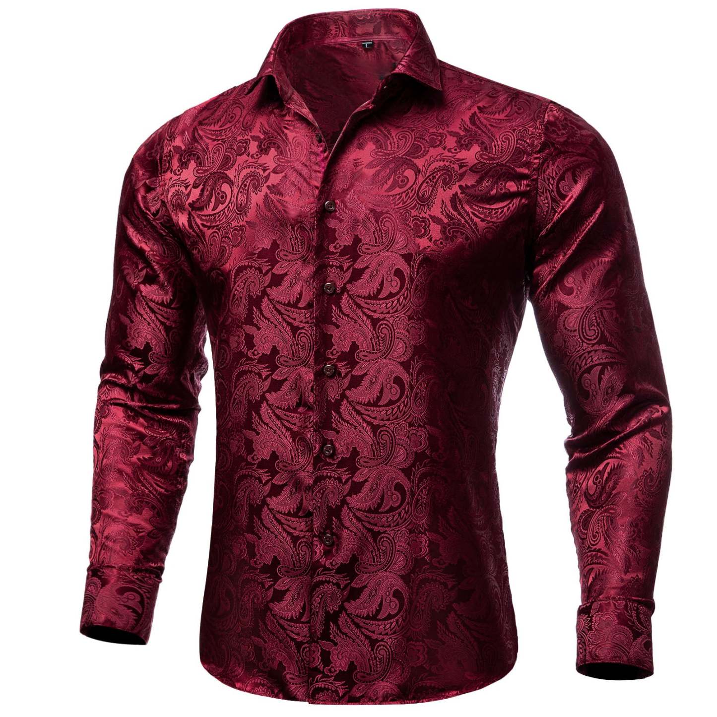 Men's Luxury Design Blue Button Down Paisley Long Sleeve Shirt