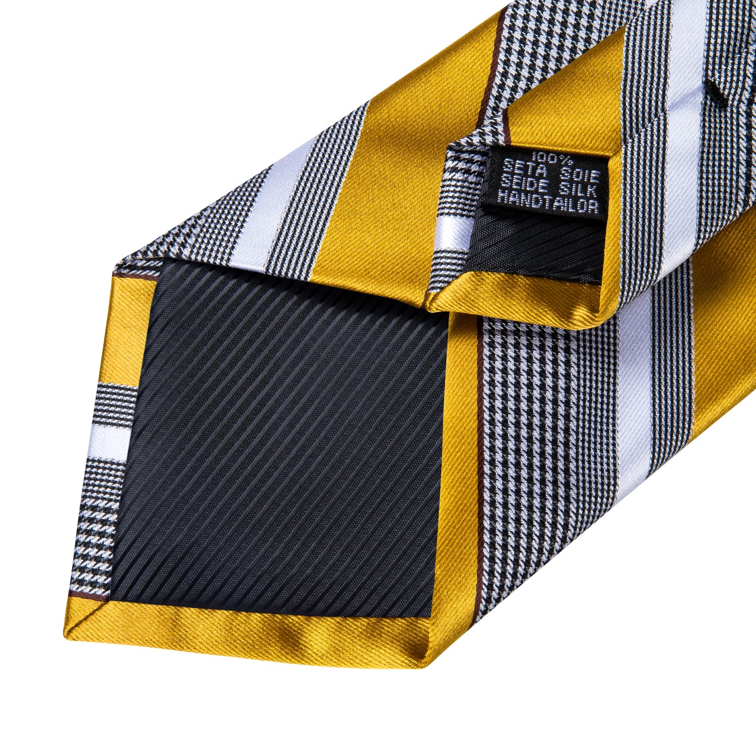 Men's Formal Work Tie Grey Yellow Striped Tie Pocket Square Cufflinks Set