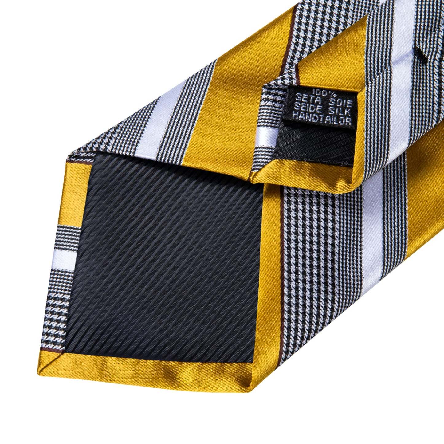 Men's Formal Work Tie Grey Yellow Striped Tie Pocket Square Cufflinks Set