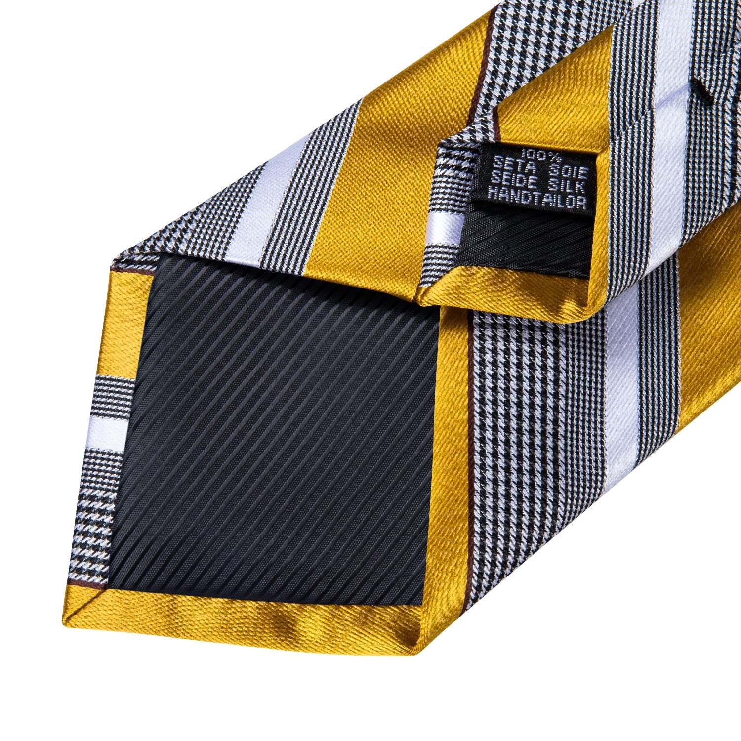 Men's Formal Work Tie Grey Yellow Striped Tie Pocket Square Cufflinks Set