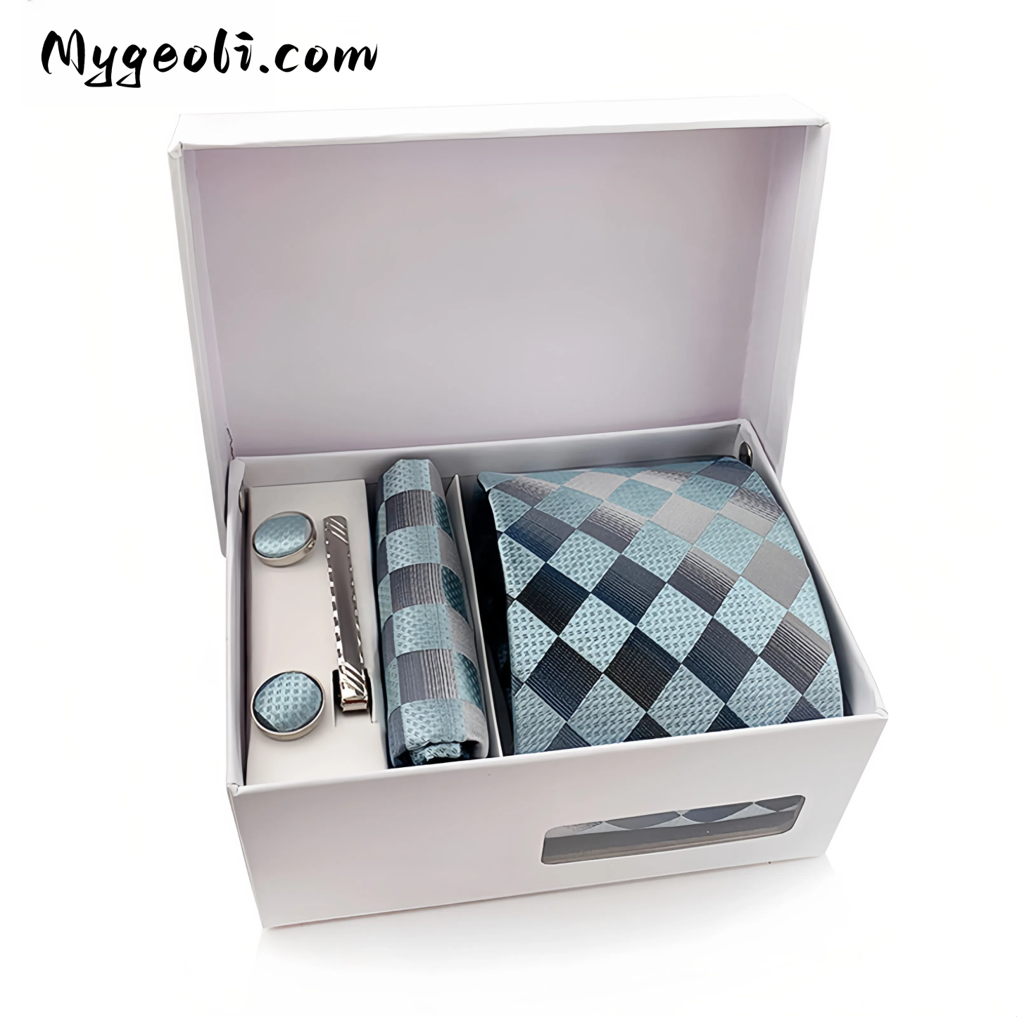 Men's tie pocket scarf tie clip cufflinks gift box set