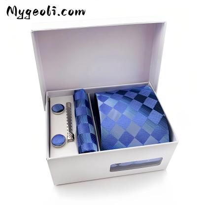 Men's tie pocket scarf tie clip cufflinks gift box set
