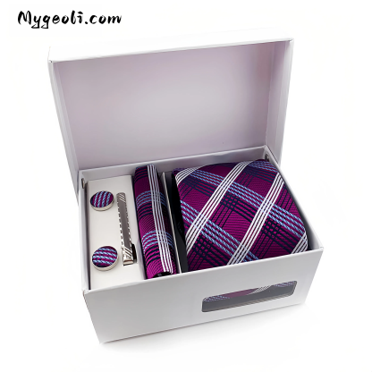 Men's tie pocket scarf tie clip cufflinks gift box set