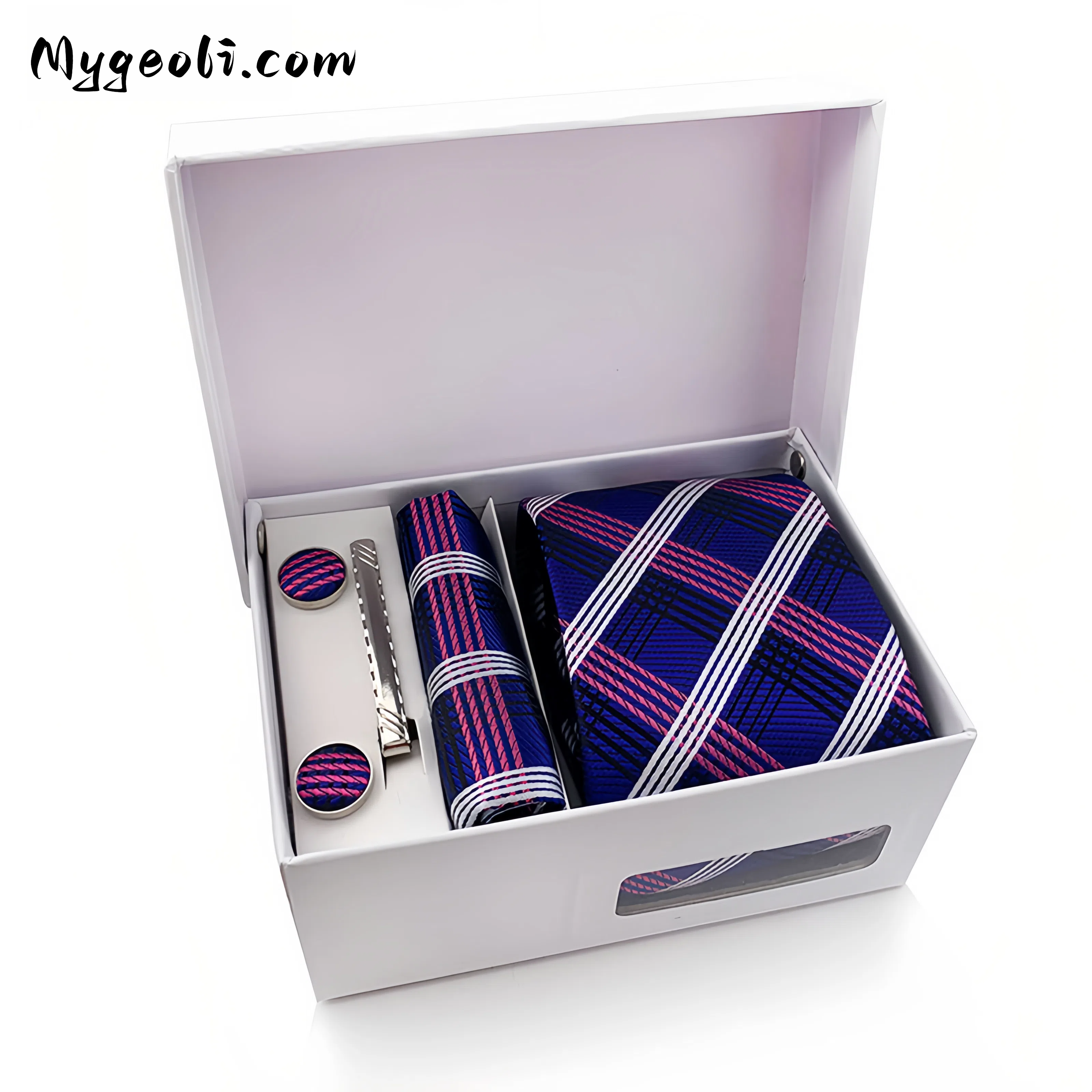 Men's tie pocket scarf tie clip cufflinks gift box set