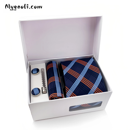 Men's tie pocket scarf tie clip cufflinks gift box set