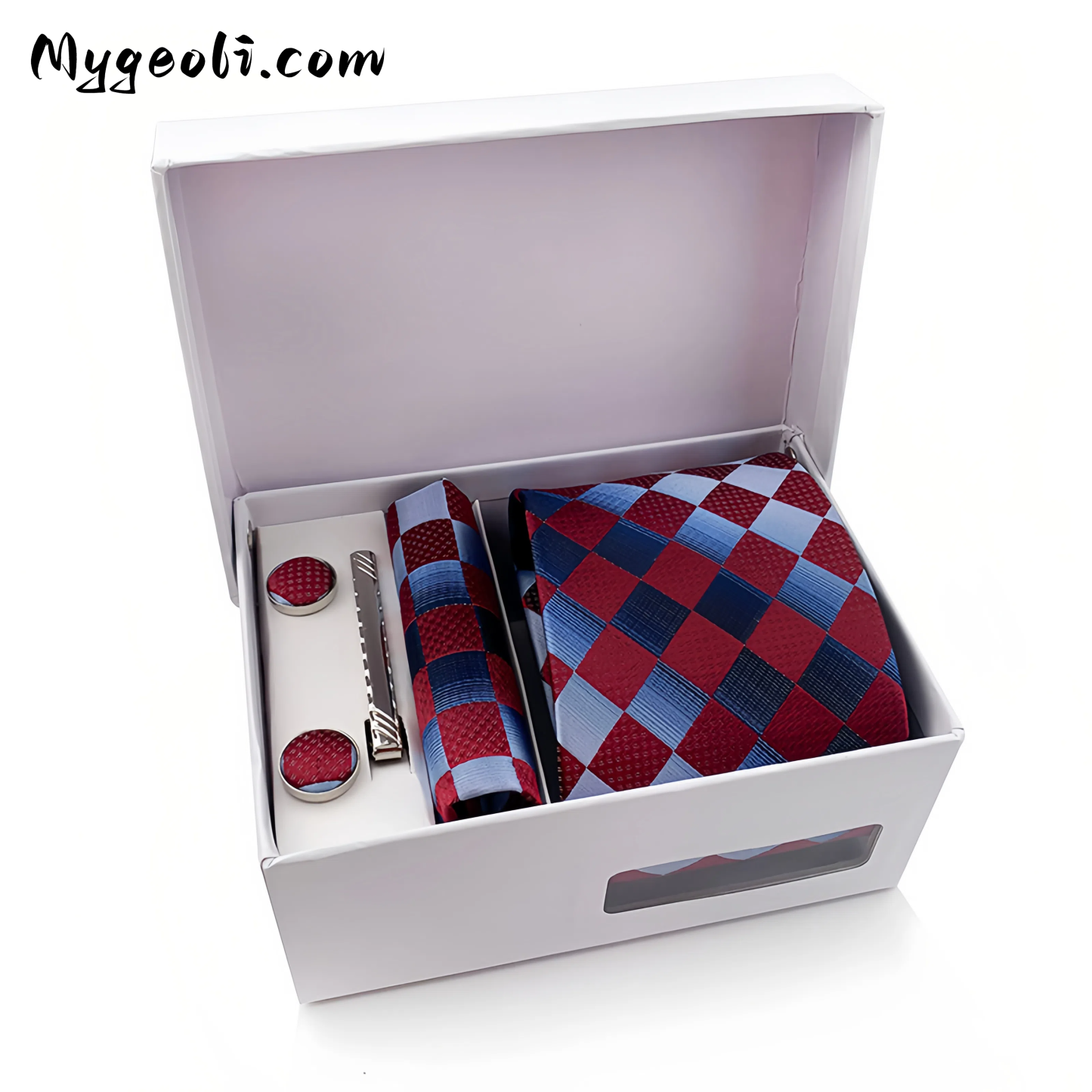 Men's tie pocket scarf tie clip cufflinks gift box set