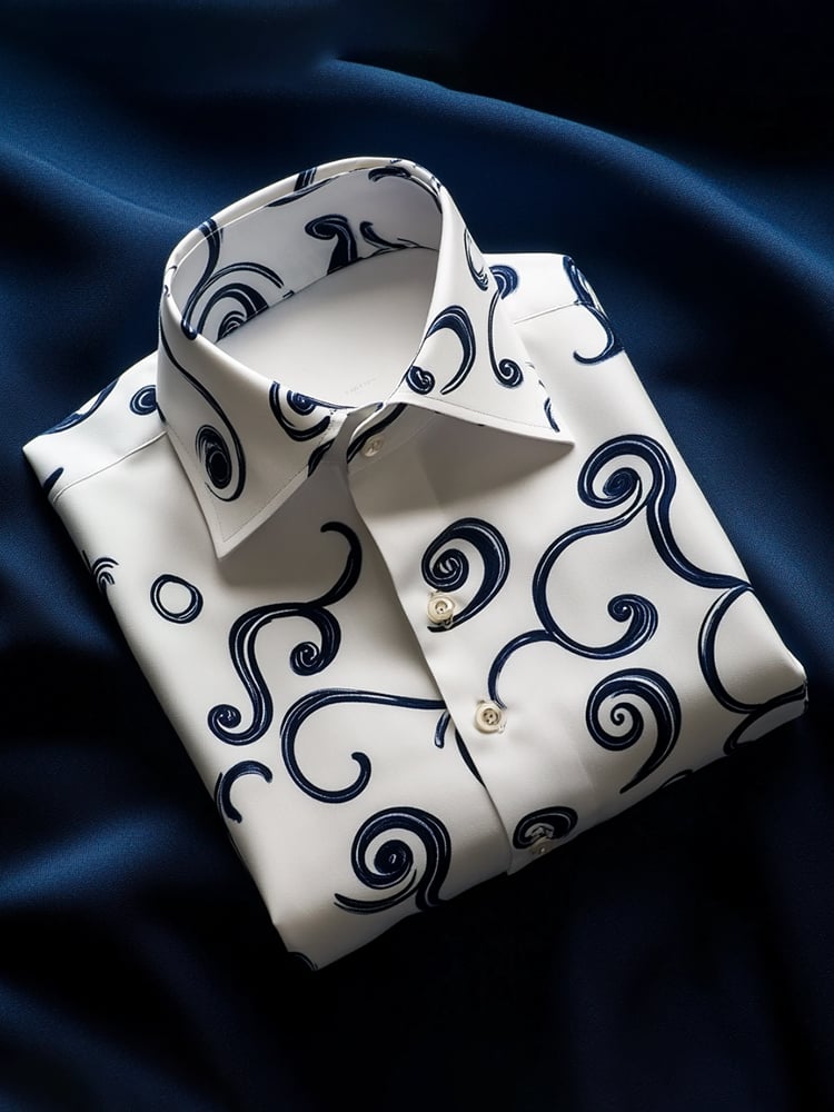 Men's Satin Luxe Print Short Sleeve Button Shirt