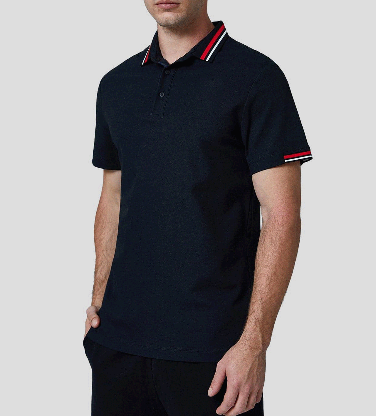 Classic Jacquard Collar Polo Shirt
