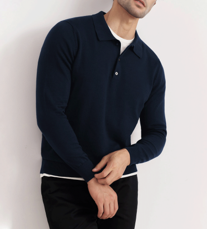 GentleKnit Buttoned Collar Sweater Polo