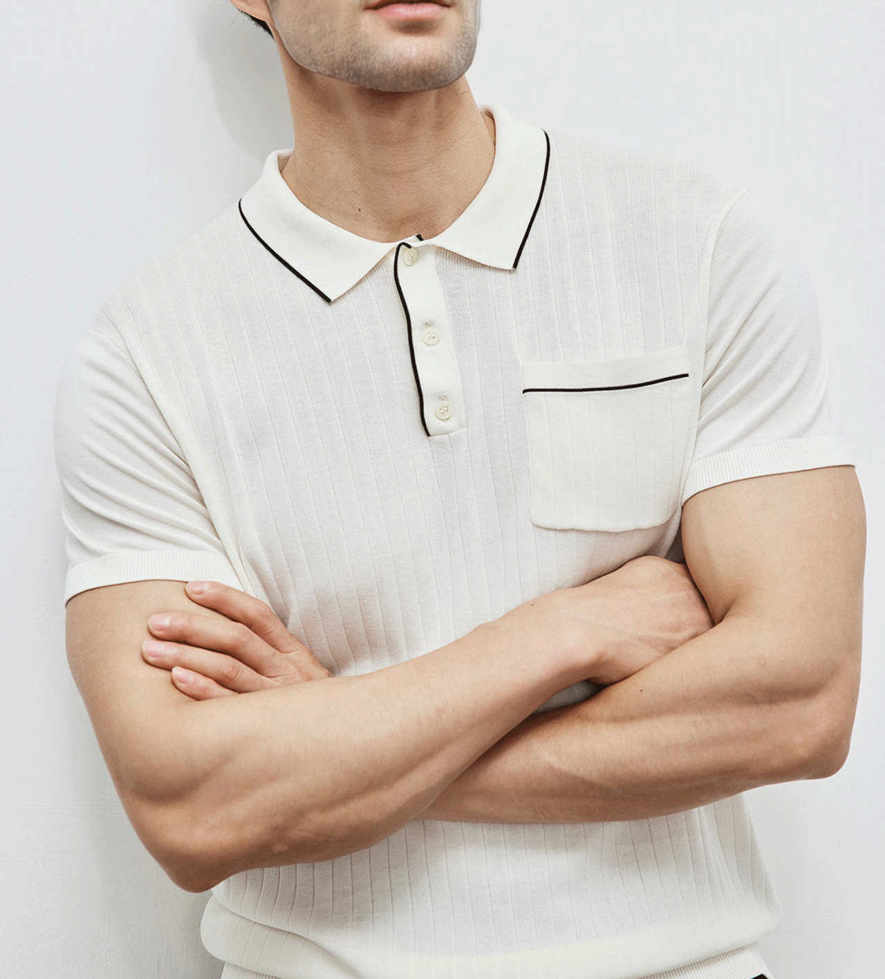 GentleKnit Contrast Color Short Sleeve Knitted Polo