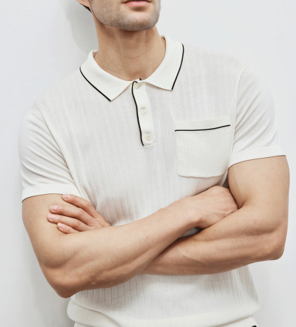 GentleKnit Contrast Color Short Sleeve Knitted Polo