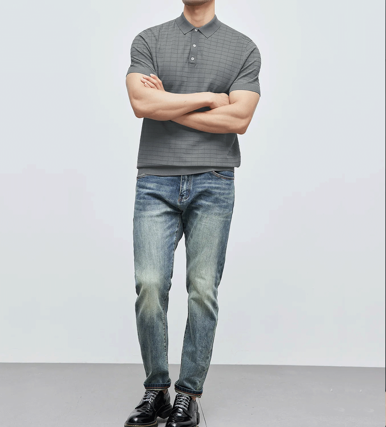 GentleKnit Checkered Short Sleeve Knitted Polo