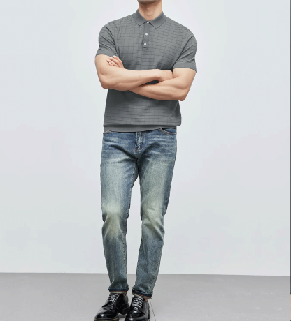 GentleKnit Checkered Short Sleeve Knitted Polo