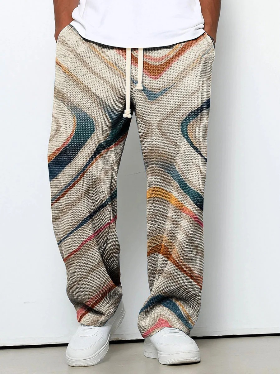 Men's Geometry Color Gradient Art Print Casual Suit Pants