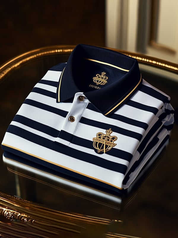 Men's Business Casual Logo Button Short Sleeve Polo Shirt