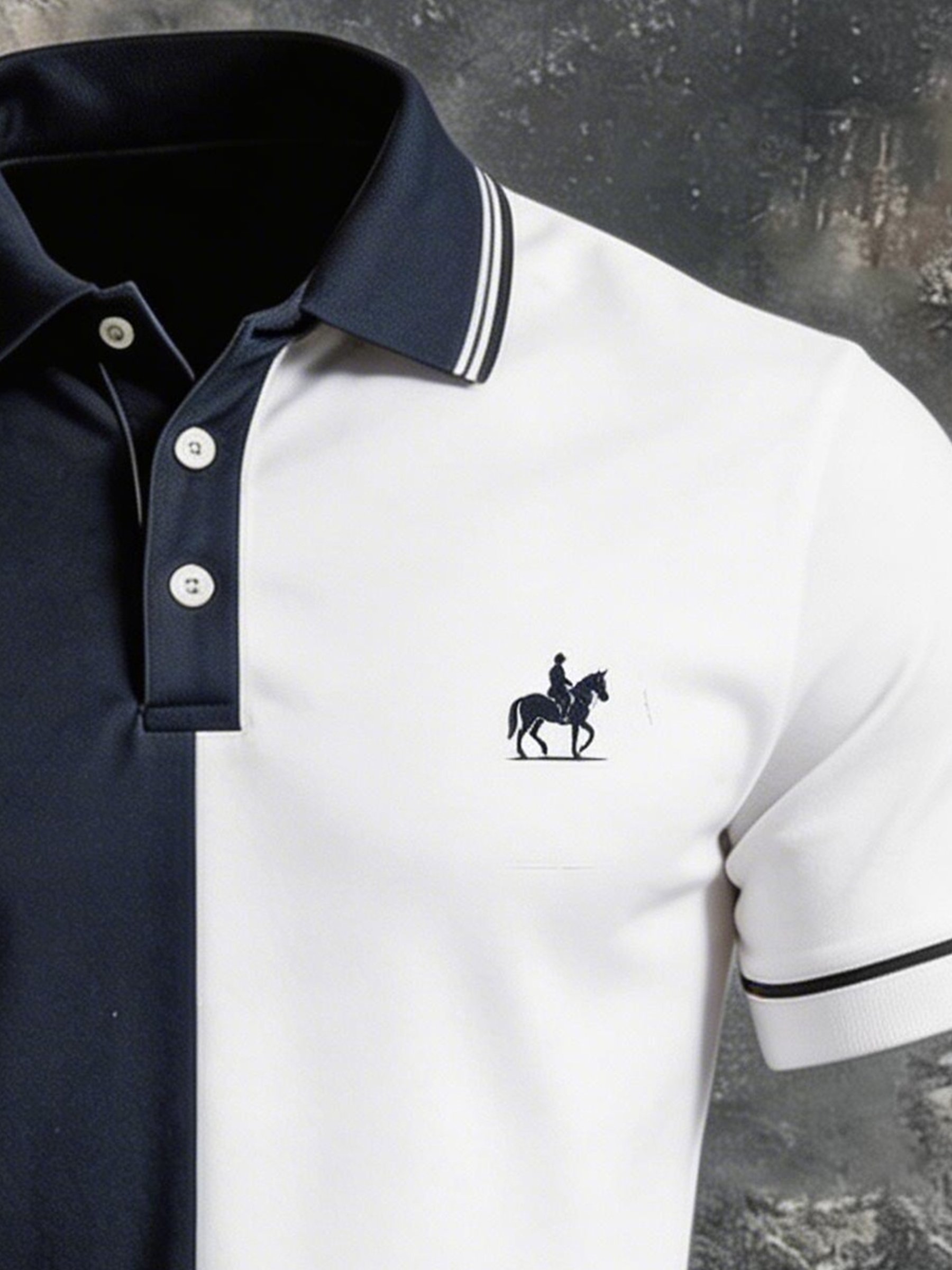 (10308) Men's Retro Color-Block Golf Polo Shirt — Short Sleeve with Polo Collar