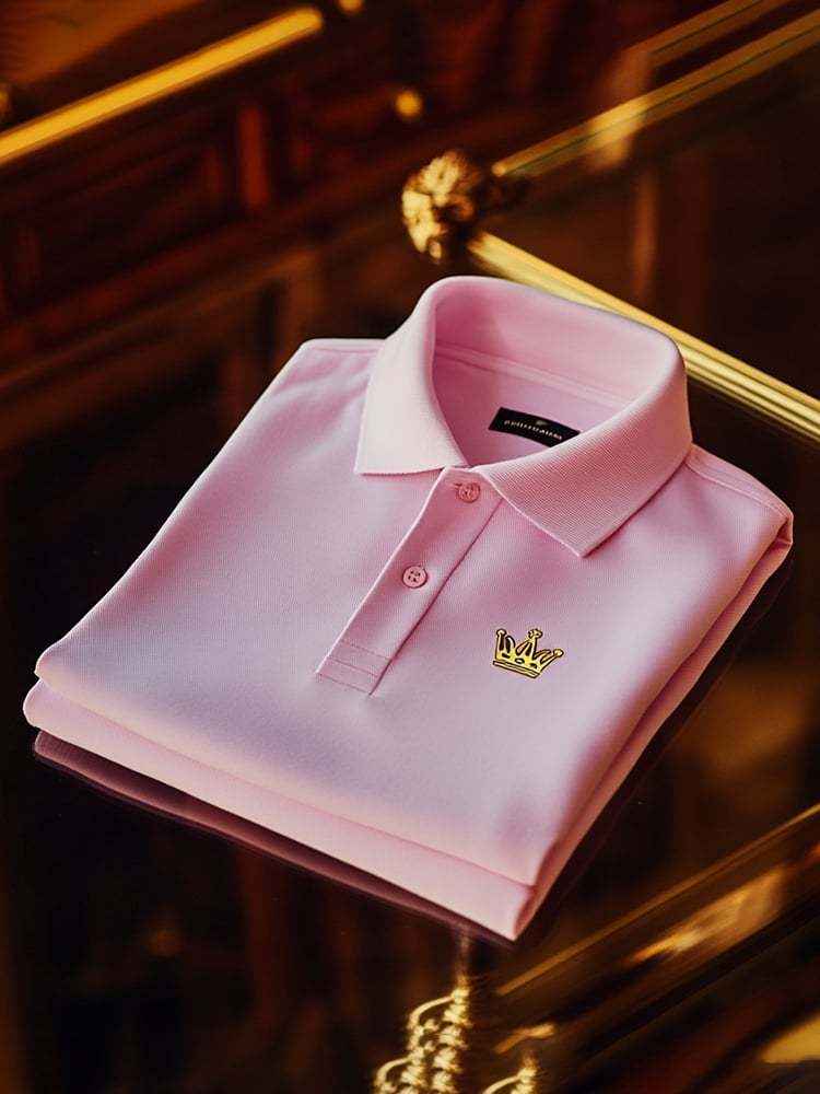 Men's Classic Business Logo Button Short Sleeve Polo Shirt