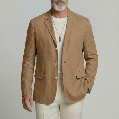 Men's Business Casual Solid Color Notched Lapel Loose Single Breasted Blazer