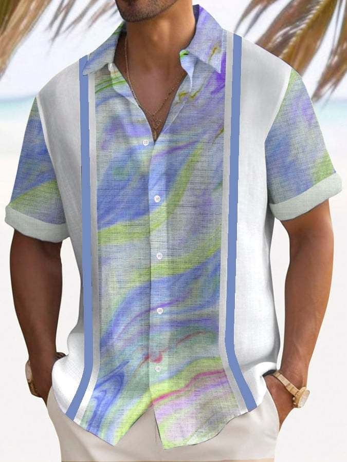 Trendy Printed Lapel Short Sleeve Shirt