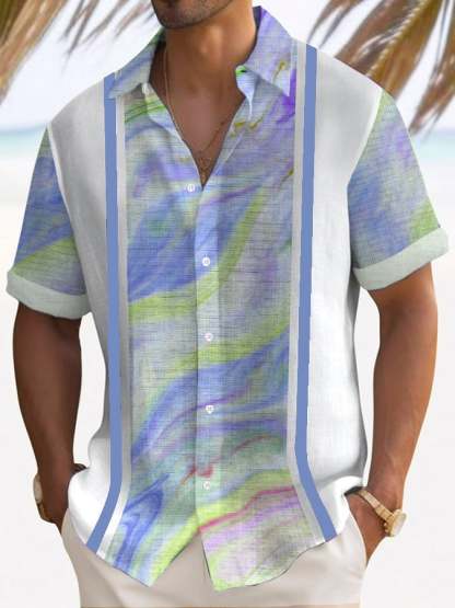 Trendy Printed Lapel Short Sleeve Shirt