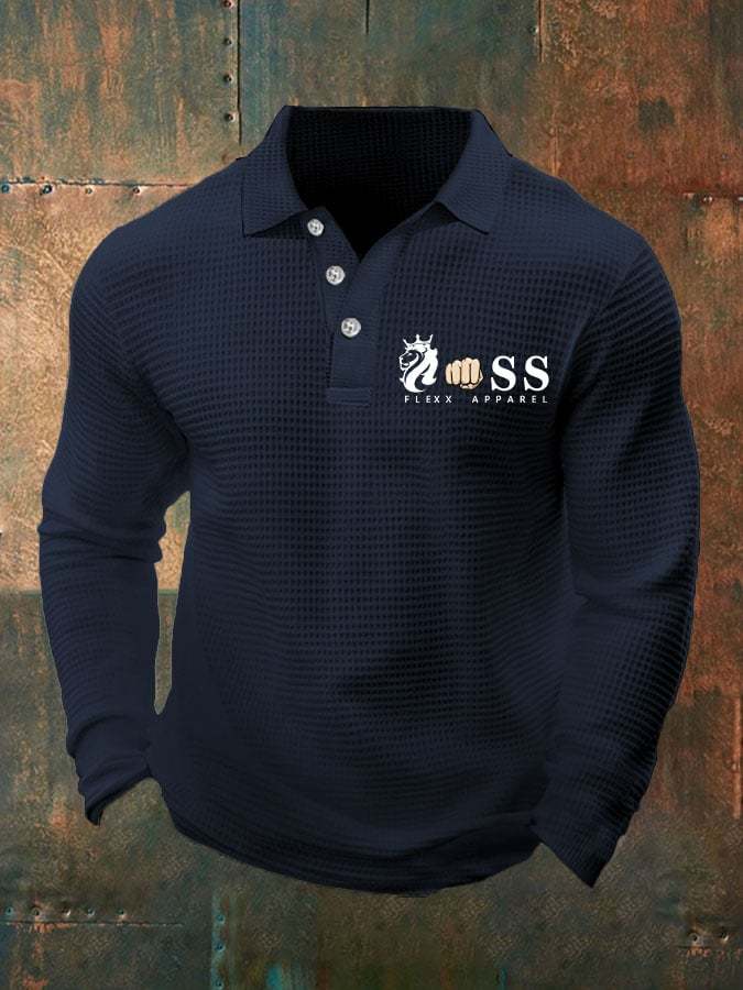 Fashionable Casual Men's Business Style Waffle Polo