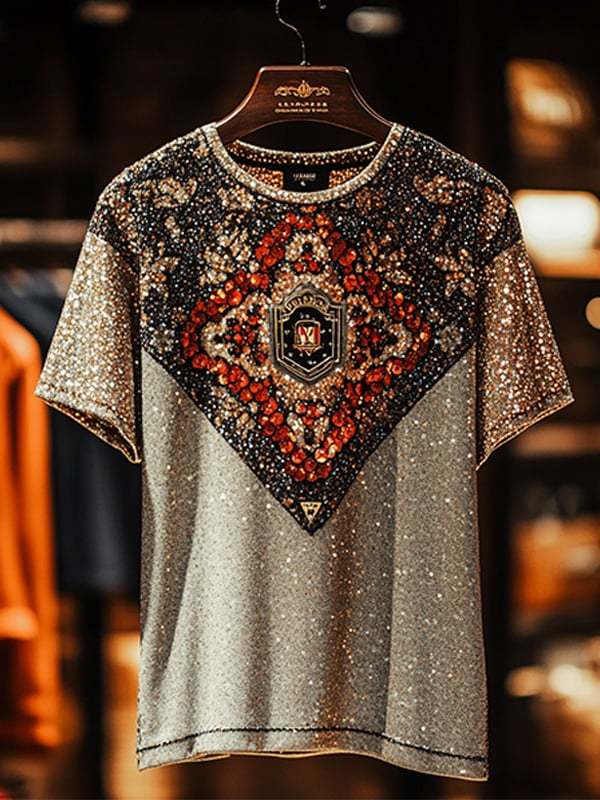 Men's Business Luxury Printed 100% Cotton Short Sleeve T-Shirt