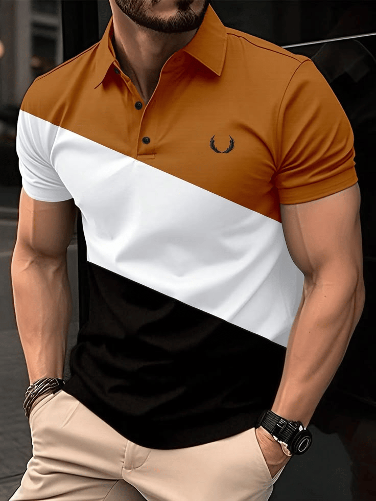 Men's Casual Business Button Short Sleeve Polo Shirt