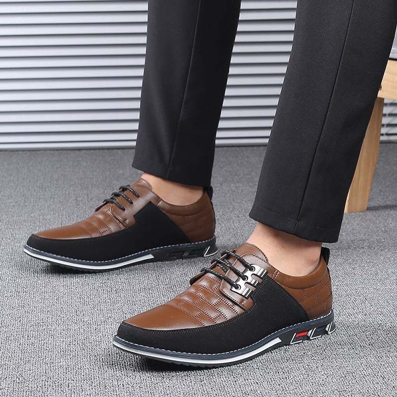 Men'S Patchwork Fashionable Casual Leather Shoes
