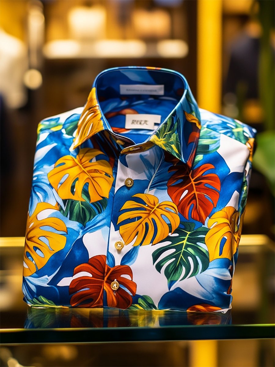 Men's Casual Holiday Floral Long Sleeve Shirt