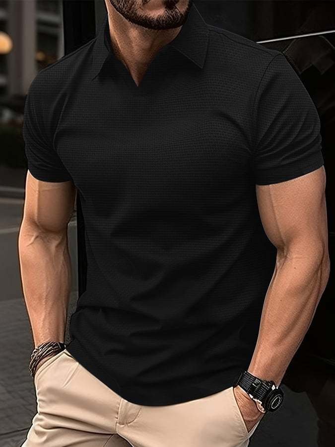 Men's Classic Waffle Lapel Polo Jacket