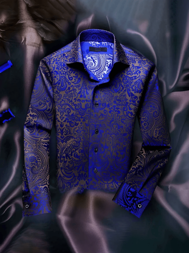 Men's Contrast Luxe Print Long Sleeve Shirt