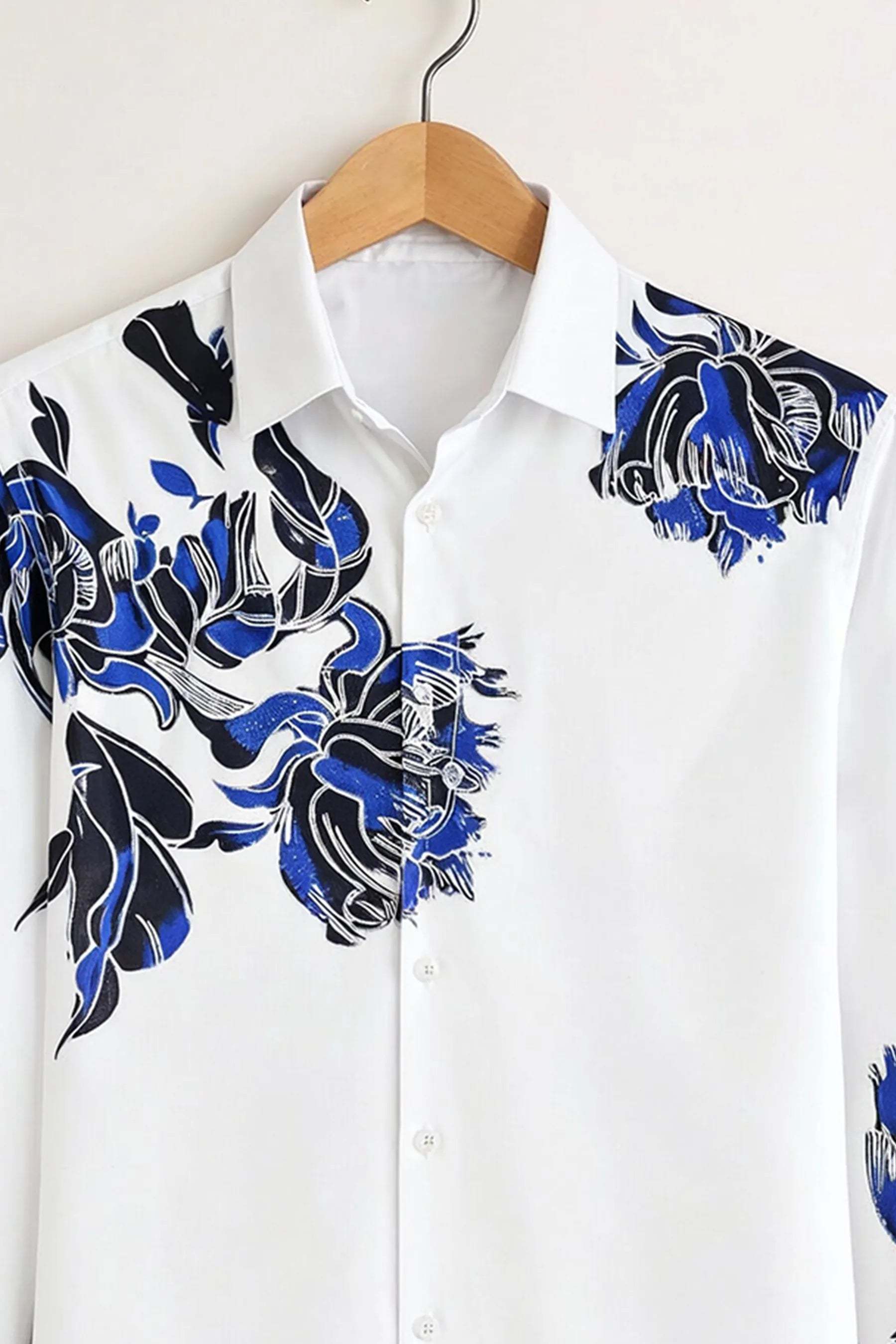 Midnight Bloom Print Shirt – White