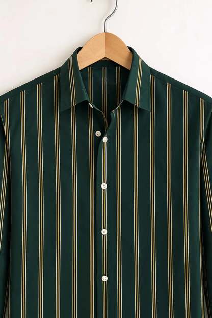 Vertical Stripe Shirt – Forest Green