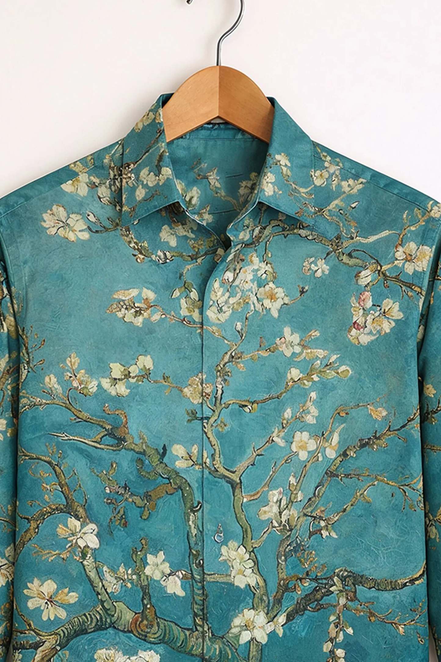 Blossom Branch Print Shirt – Teal