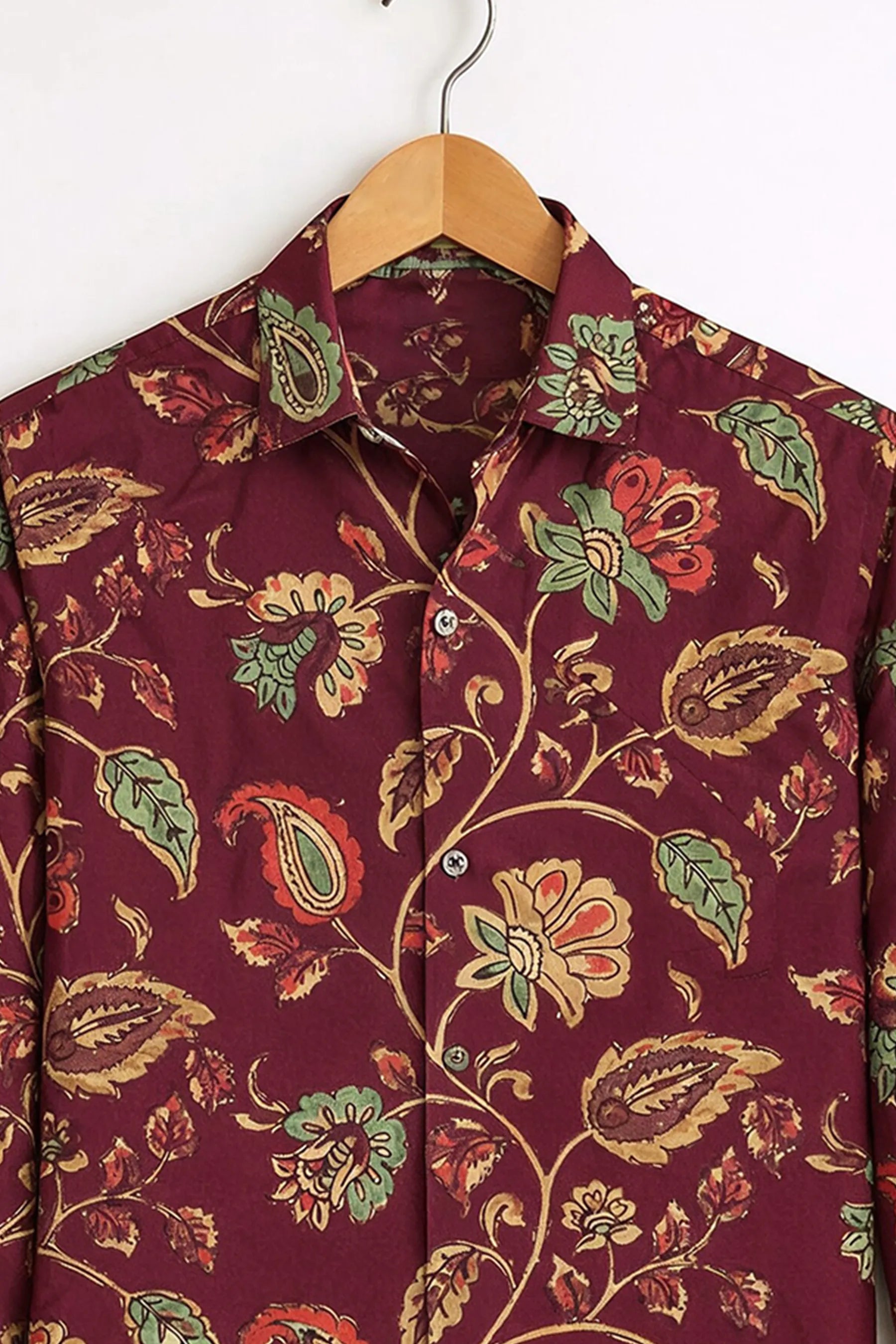 Maroon Floral Print Shirt