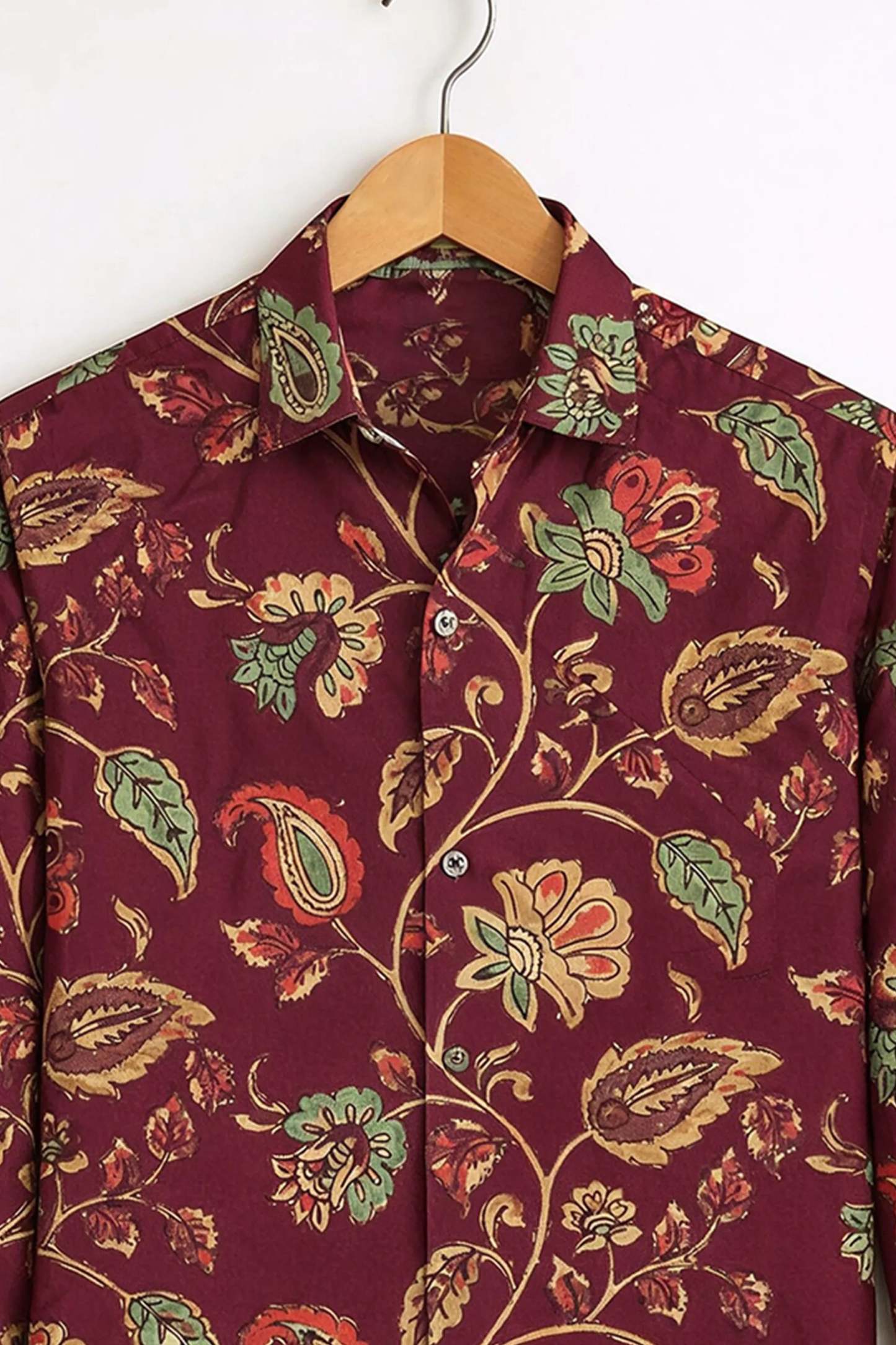 Maroon Floral Print Shirt