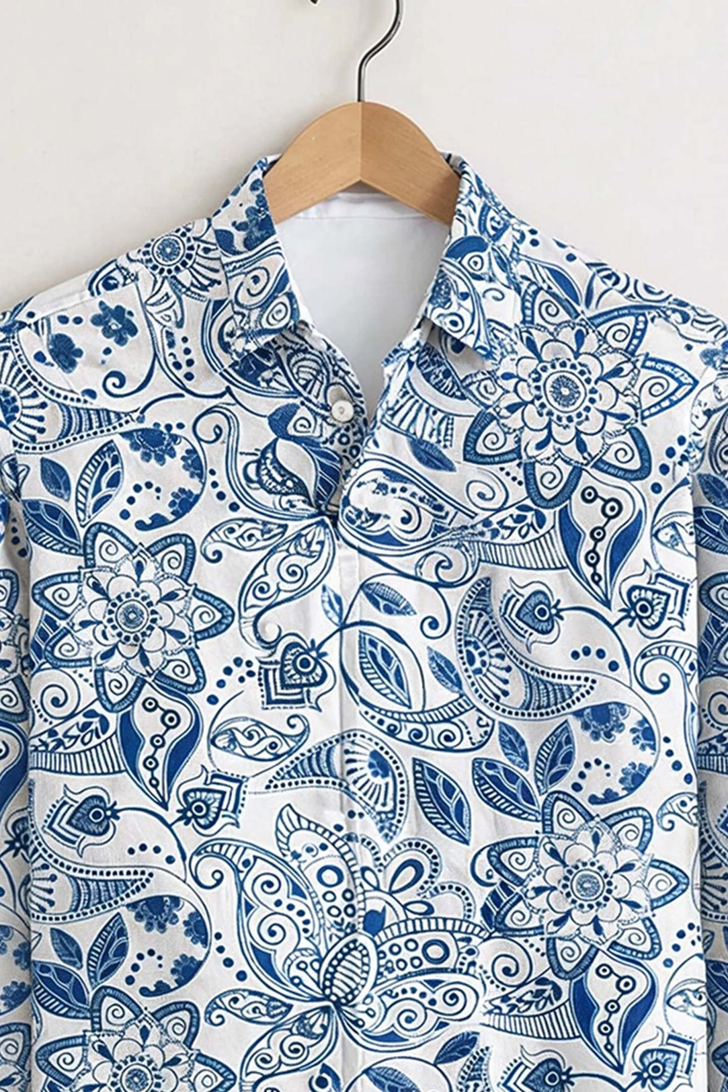 Indigo Paisley Print Shirt – White