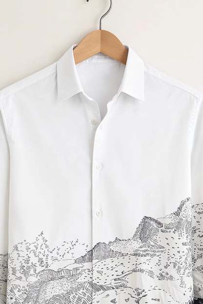 Mountain Horizon Print Shirt – White