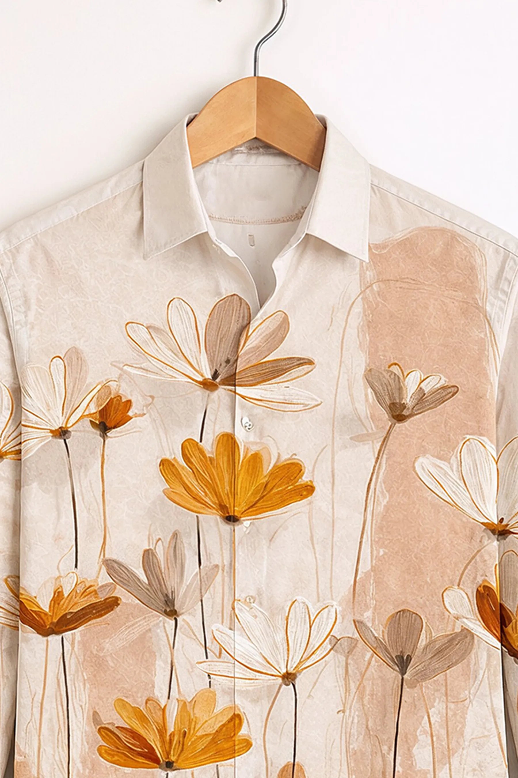 Golden Leaf Emboss Shirt – Ivory