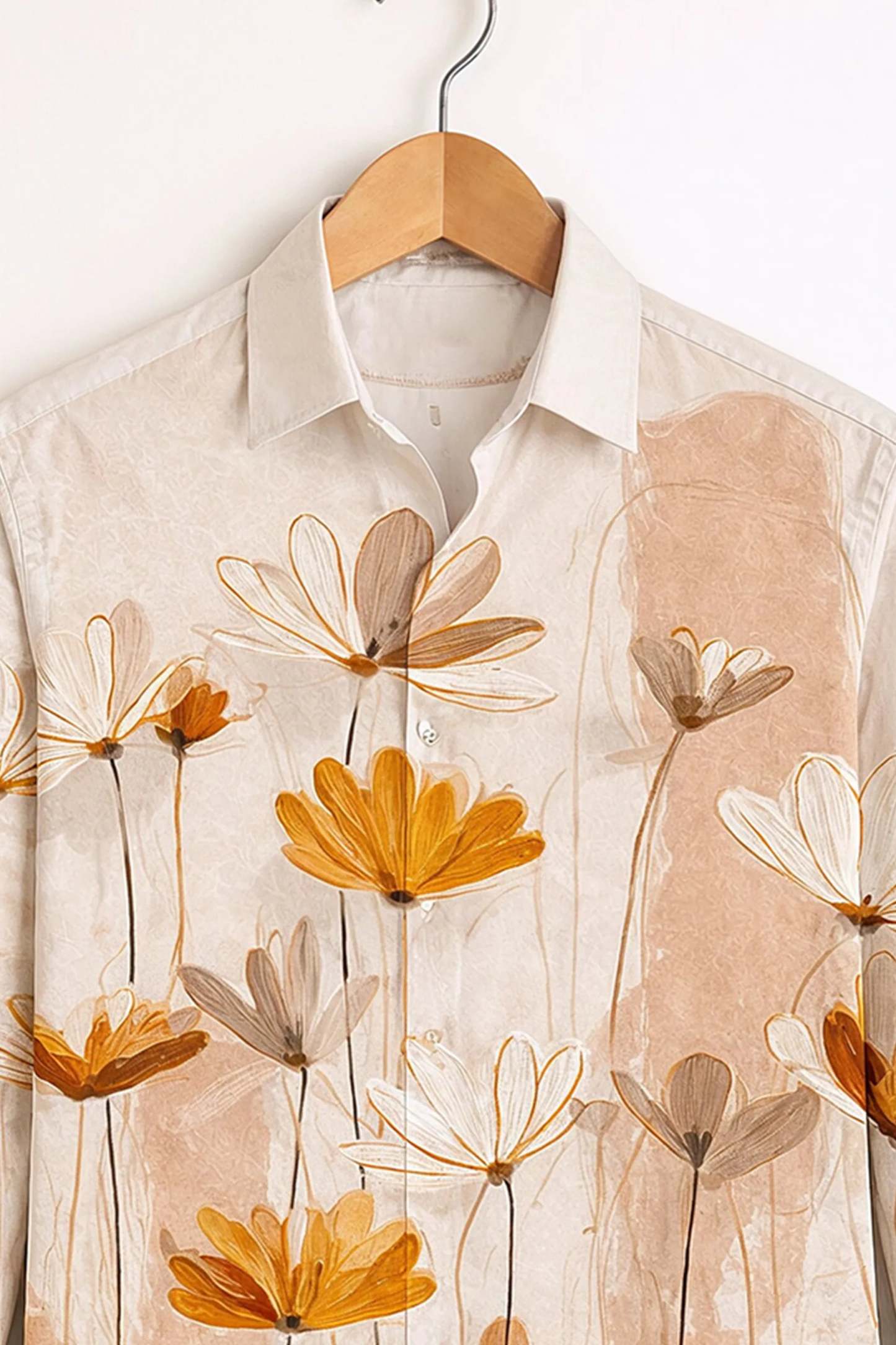 Golden Leaf Emboss Shirt – Ivory