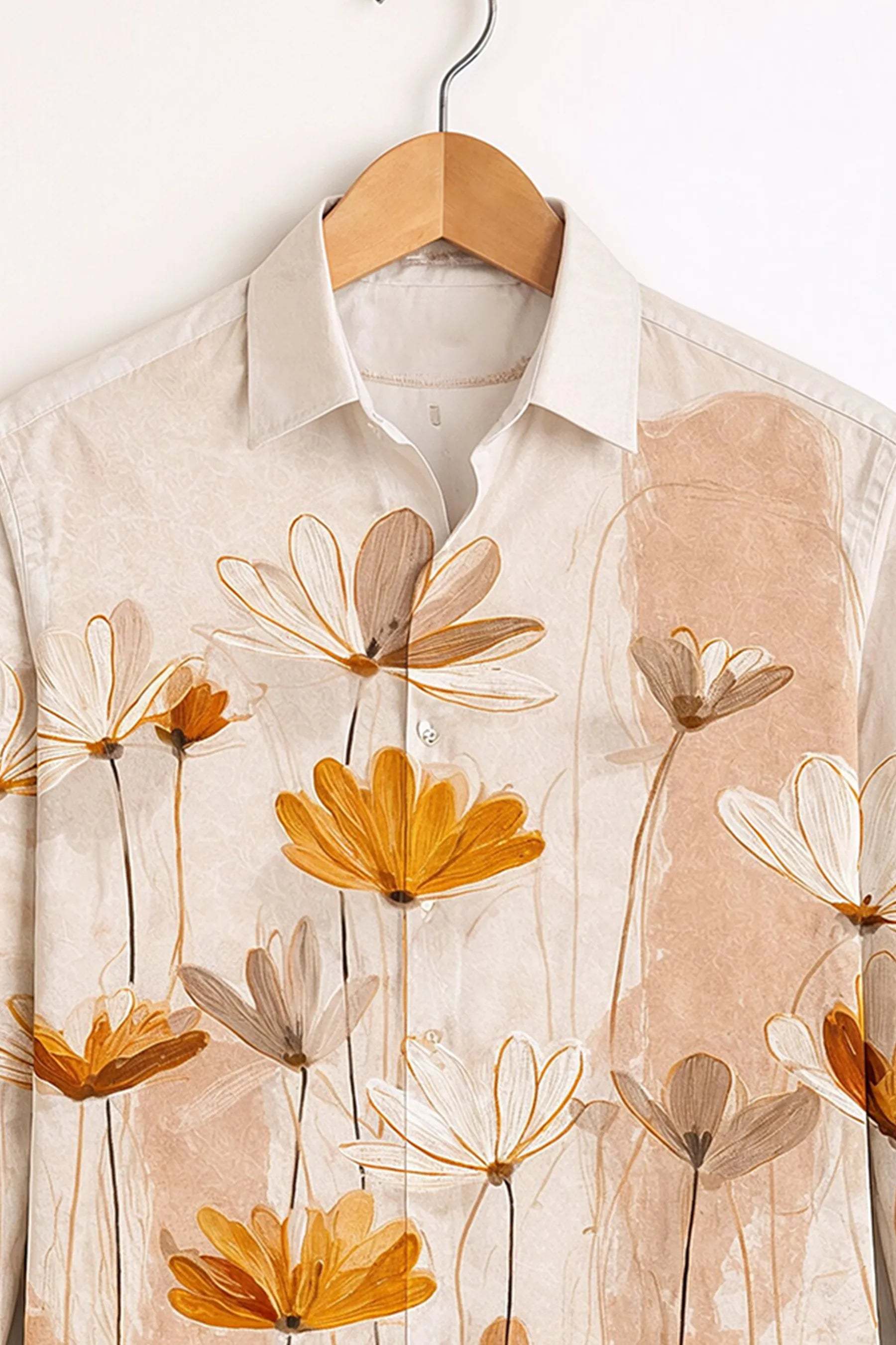 Golden Leaf Emboss Shirt – Ivory