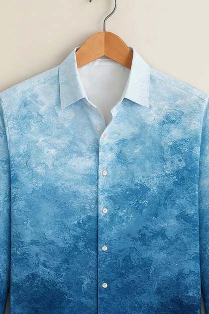 Ocean Fade Print Shirt – Blue