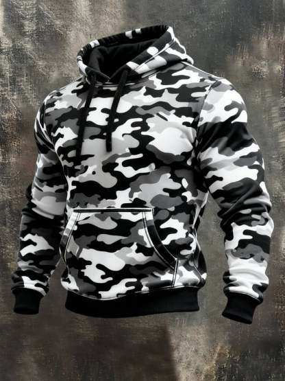 Men's Retro Distressed Color Block Print Casual Long Sleeve Sweatshirt