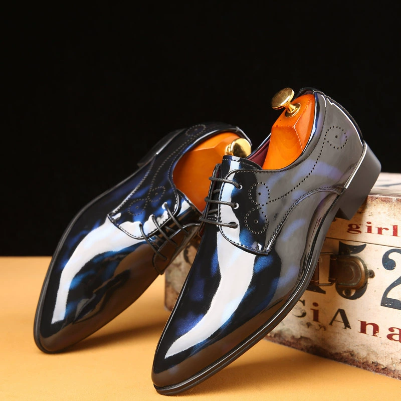 Men's Versatile Toe Toe Glossy Business Casual Leather Shoes