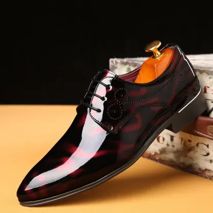 Men's Versatile Toe Toe Glossy Business Casual Leather Shoes