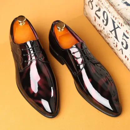 Men's Versatile Toe Toe Glossy Business Casual Leather Shoes