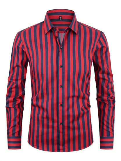 Men's Striped Business Casual Shirt