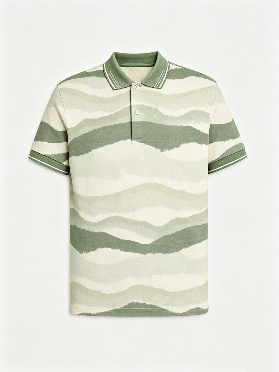 Men's Business Colorblock Plaid Print Polo Shirt