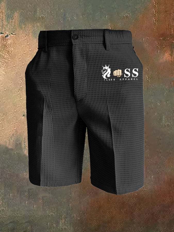 Men's All-Match Solid Color Waffle Zipper Pants